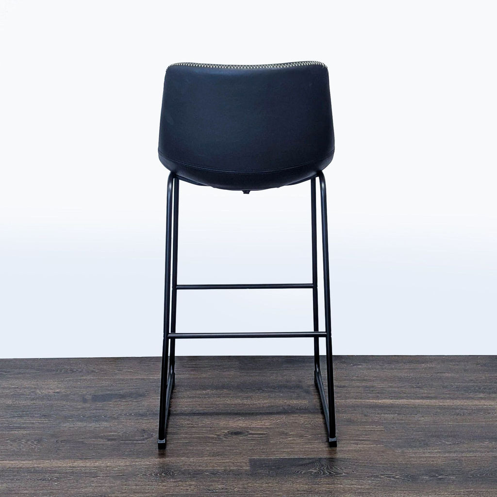 Living Spaces Cobbler Faux Leather Bucket Seat With Baseball Stitch Barstool