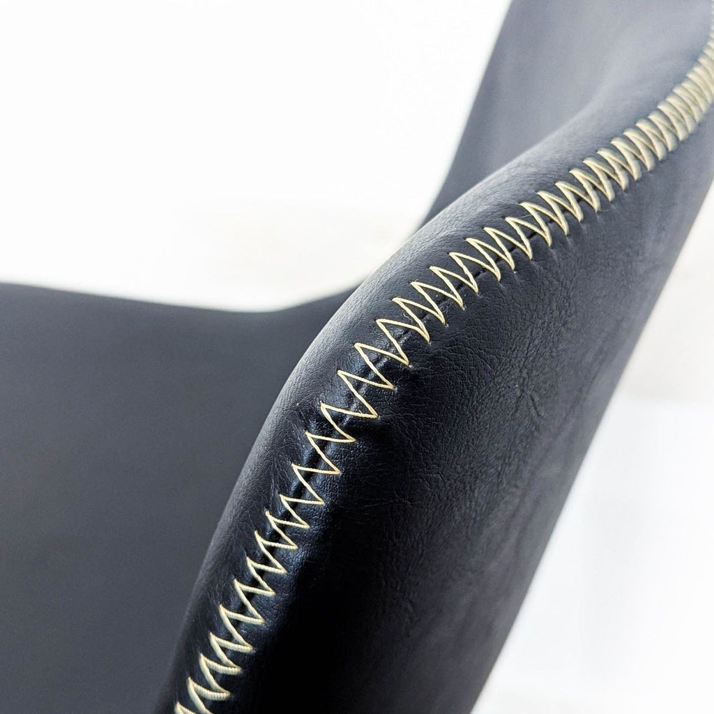 Living Spaces Cobbler Faux Leather Bucket Seat With Baseball Stitch Barstool