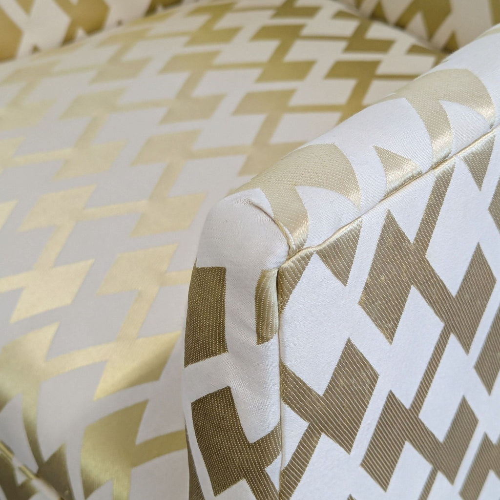 Lee Industries Modern Accent Lounge Chair with Gold and Cream Diamond Pattern Upholstery - Accepted Offer (64.29% discount)