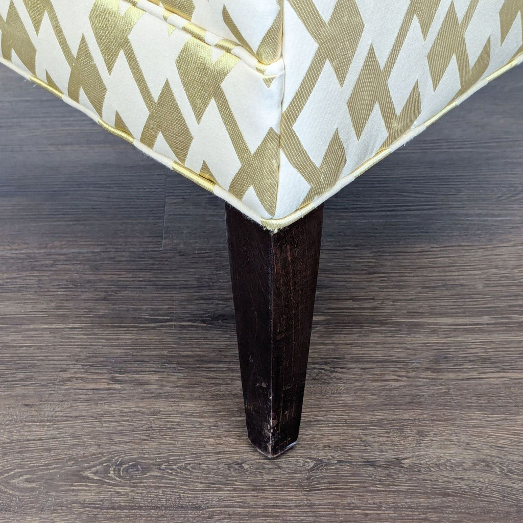 Lee Industries Modern Accent Lounge Chair with Gold and Cream Diamond Pattern Upholstery