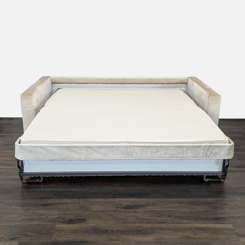 Flexform 3-seat sofa shown converted into a spacious bed, ideal for extra sleeping space in any living room.