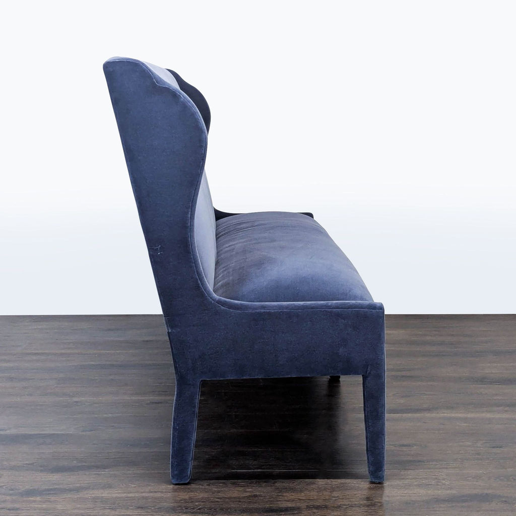 3. Profile view of the Verellen Amelie Banquette bench, highlighting its winged sides and plush, high backrest.
