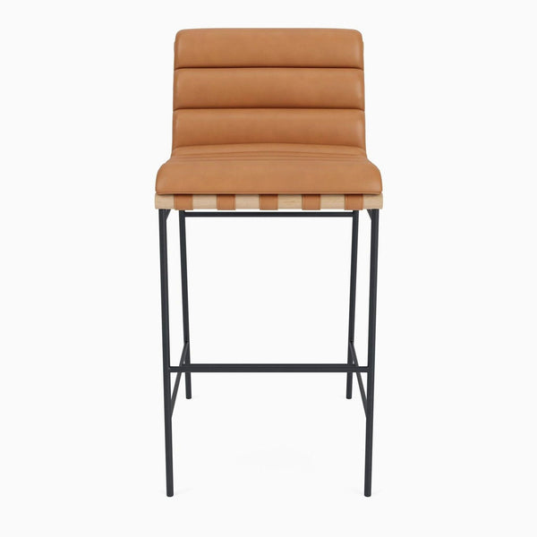 1. Denver Modern rack with powder coated steel frame, white oak dowel, and leather hanging straps.  