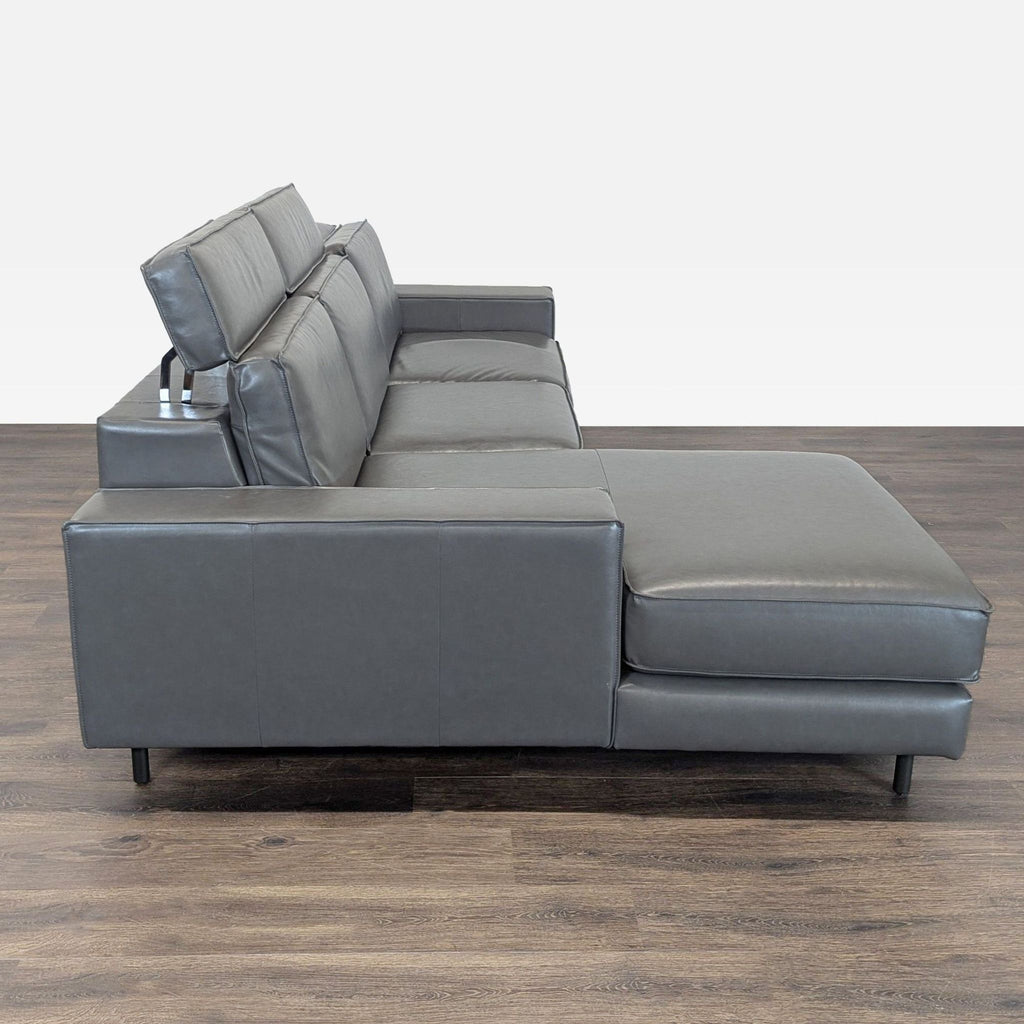 West Elm Axel Gray Leather Reclining Sectional Sofa with Motion Recliner - Accepted Offer (29.19% discount)