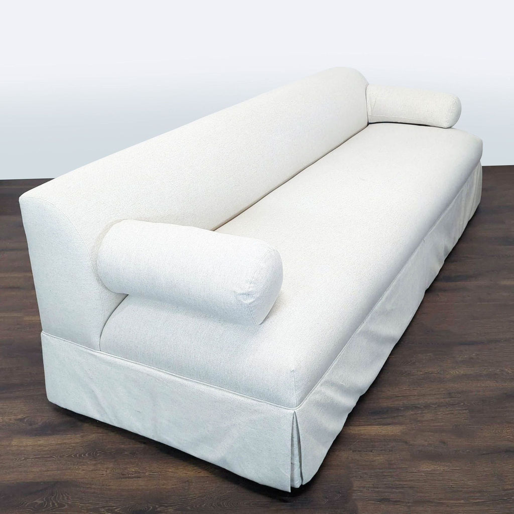 Light beige 3-seat sofa from Shoppe Amber Interiors; wide and deep seat for ample relaxation.