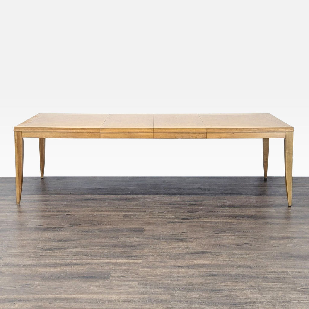 Sturdy rectangular table and five chairs, natural wood finish, by Ethan Allen, dining set category.  