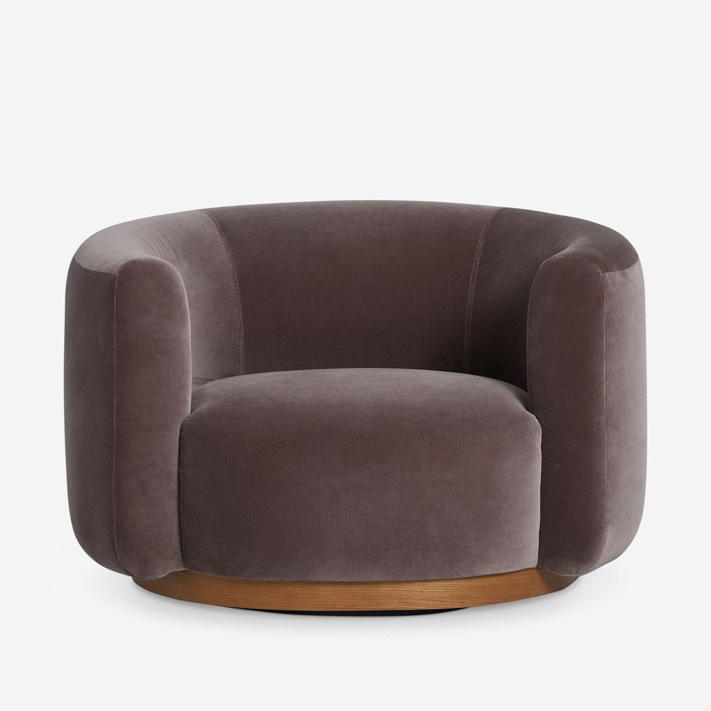 Lulu and Georgia Lowry Modern Velvet Swivel Lounge Chair with Pillow