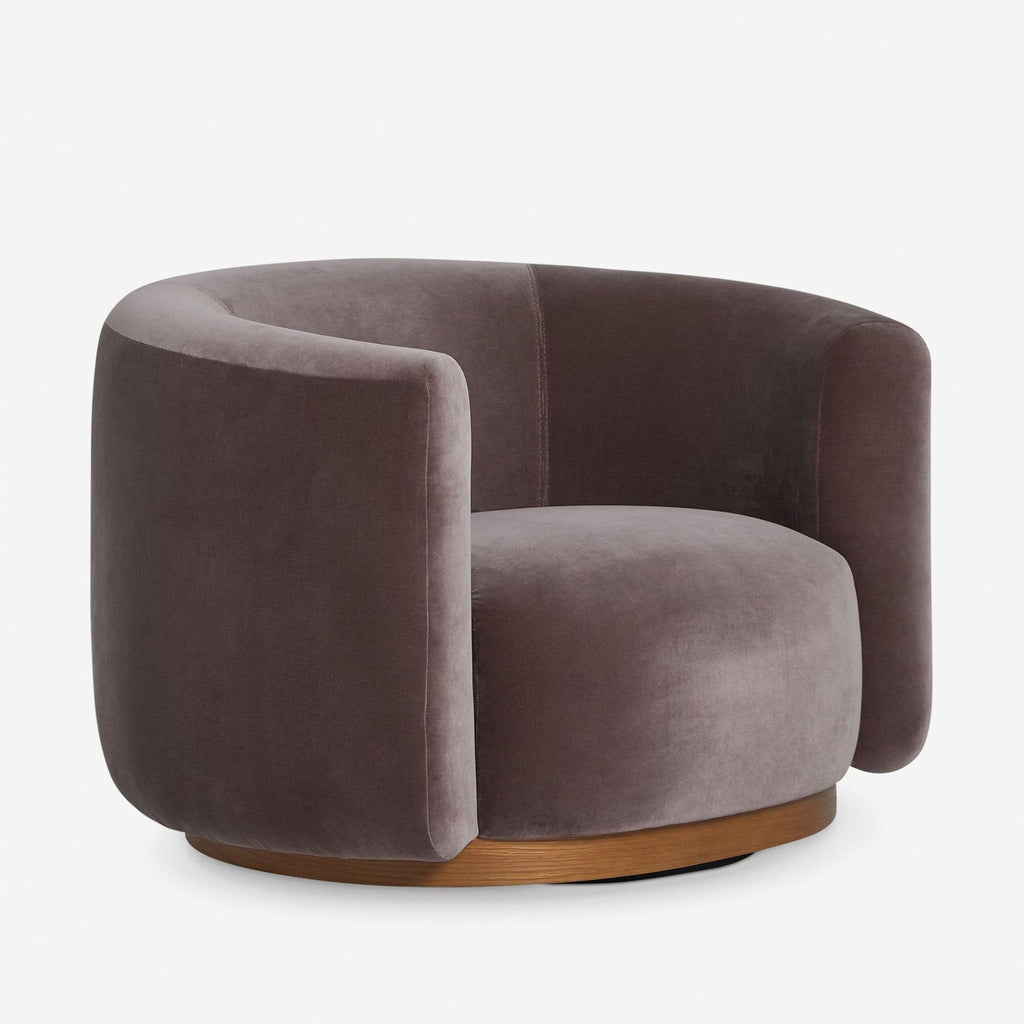 Lulu and Georgia Lowry Modern Velvet Swivel Lounge Chair with Pillow