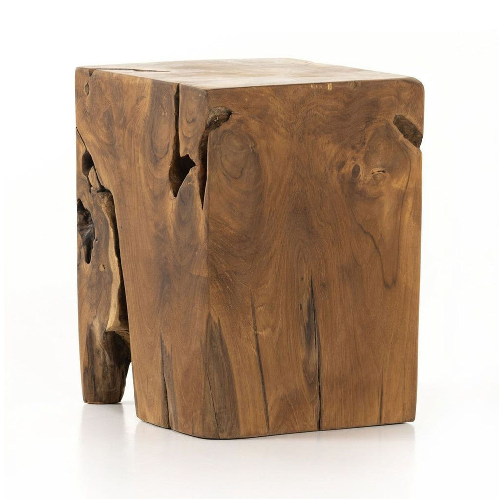 Four Hands Natural Teak Wood Outdoor Accent Stool or Side Table