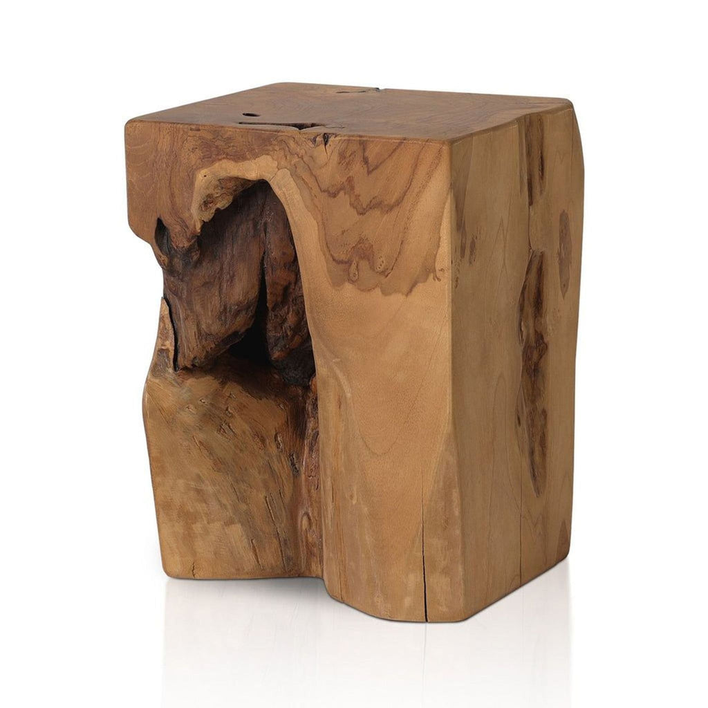Four Hands Natural Teak Wood Outdoor Accent Stool or Side Table