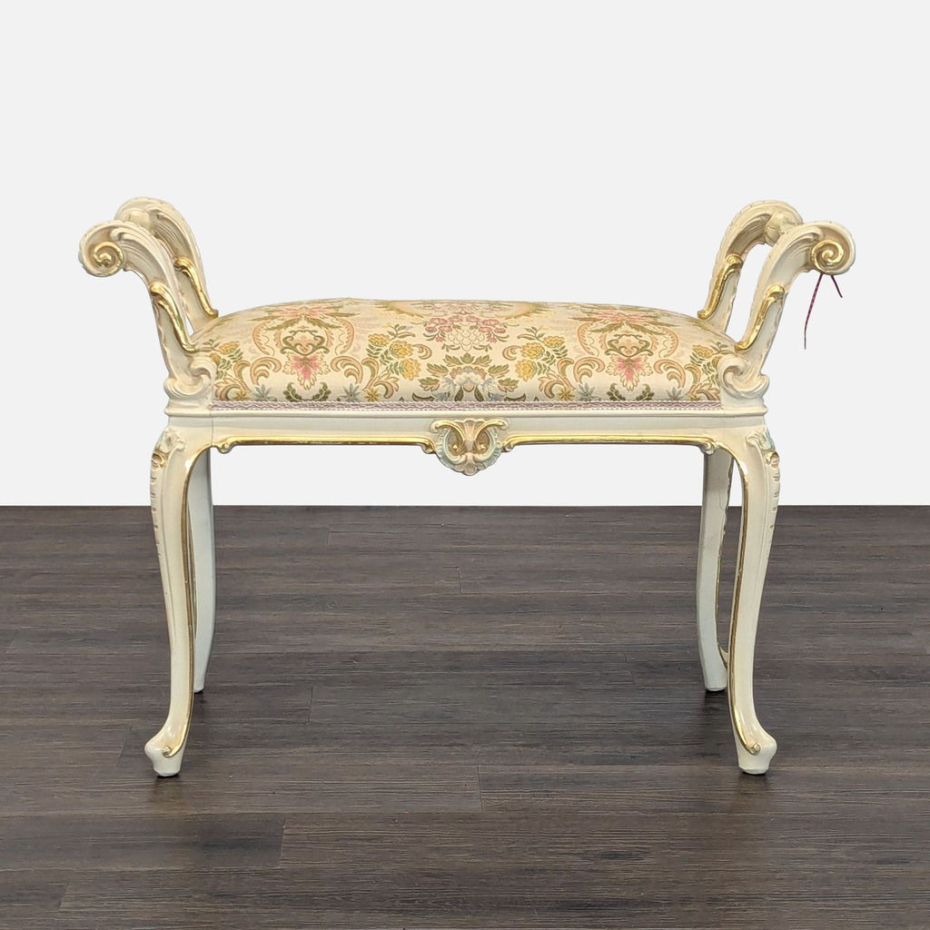 Vintage Italian Carved Vanity Bench