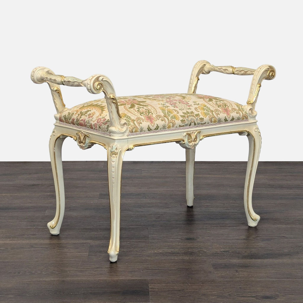 Vintage Italian Carved Vanity Bench