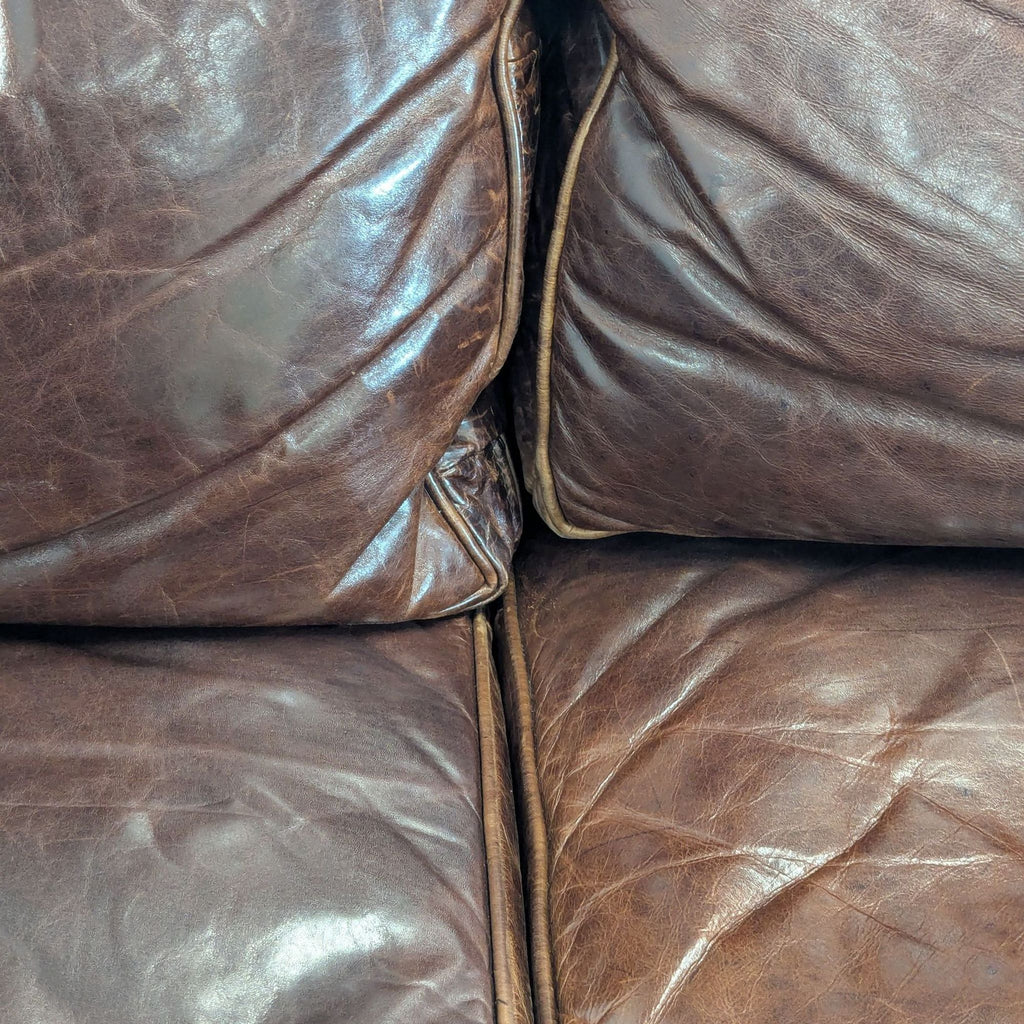 Restoration Hardware Lancaster 3-Seat Brown Leather Sofa