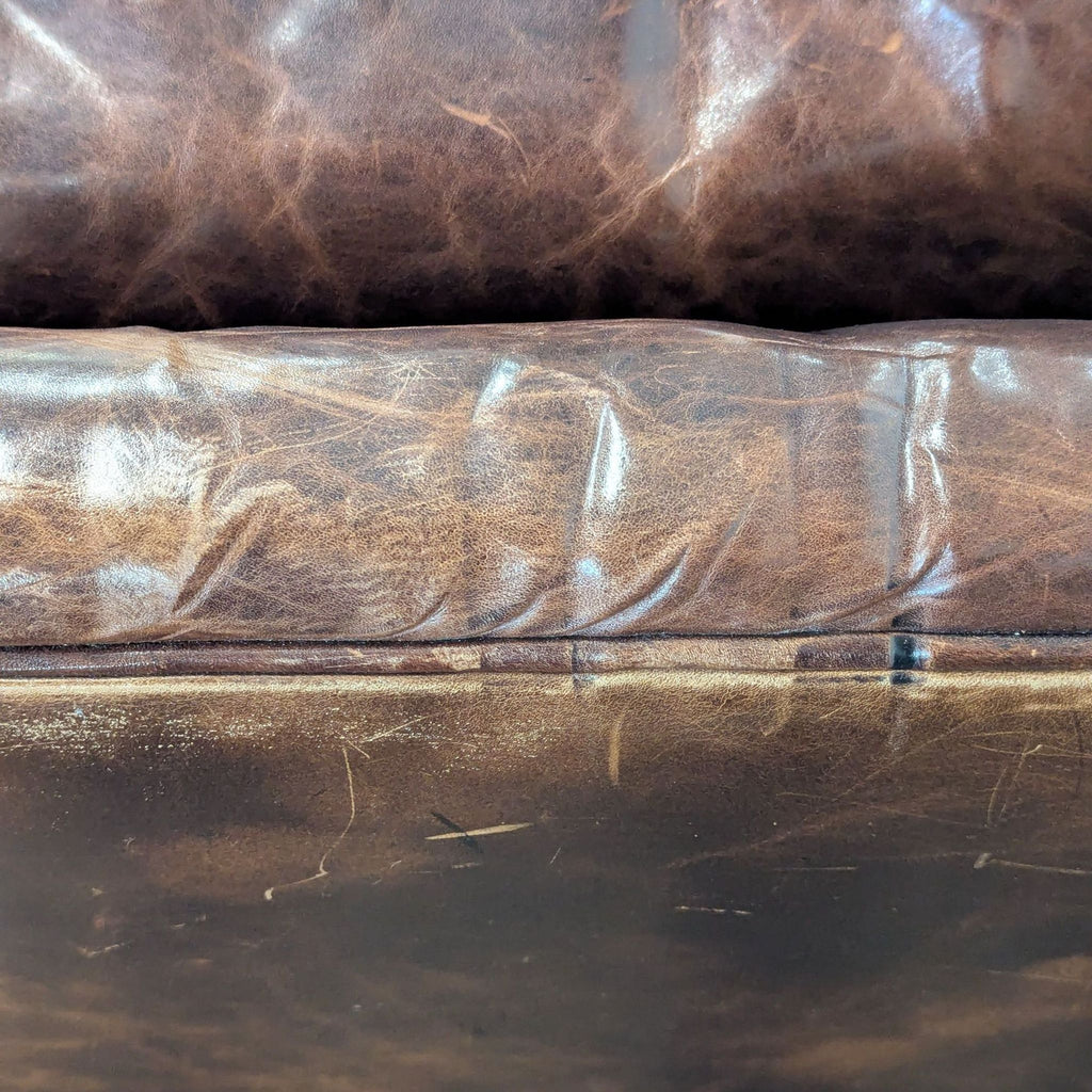 Restoration Hardware Lancaster 3-Seat Brown Leather Sofa