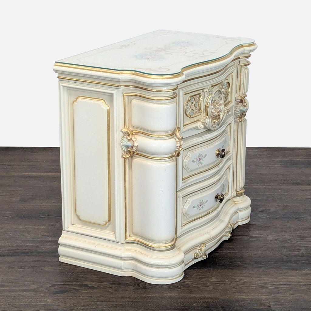 Vintage Italian Hand-Painted Three Drawer Nightstand