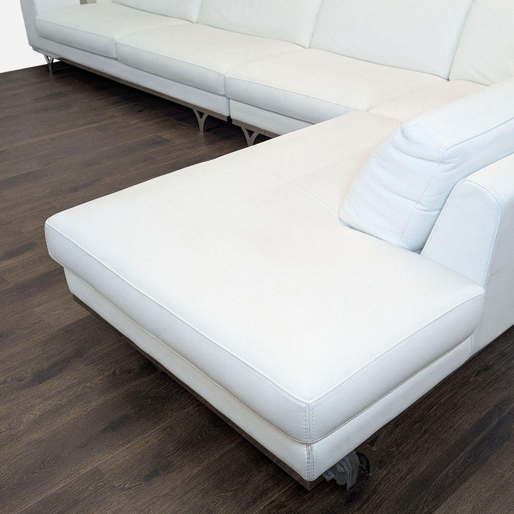 Roche Bobois White Italian Leather Sectional Sofa with Chaise