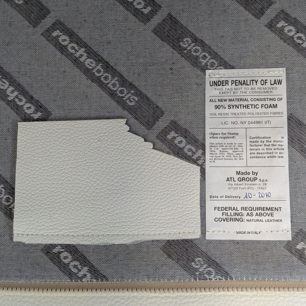 Roche Bobois White Italian Leather Sectional Sofa with Chaise