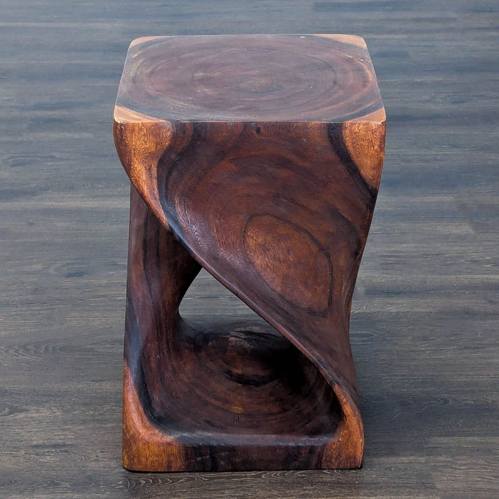 Geometric Wood Side Table