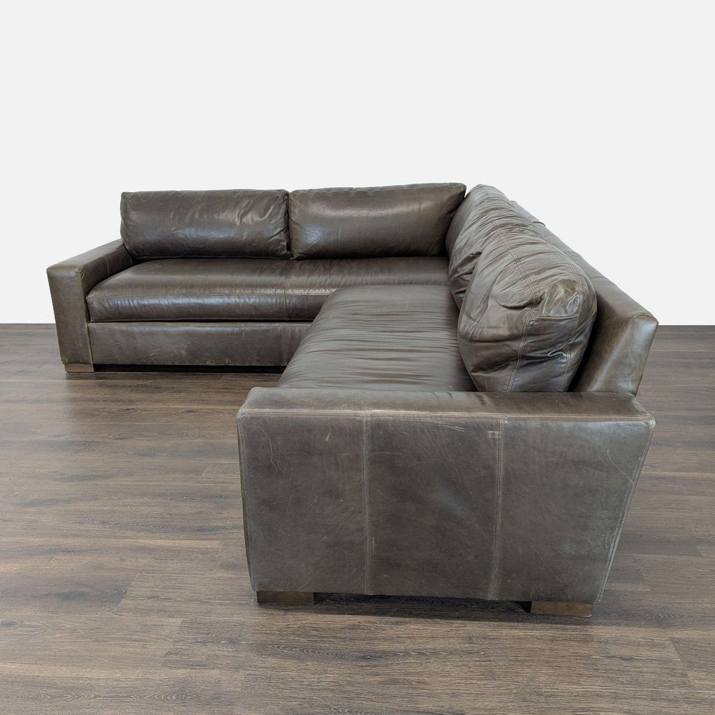 Restoration Hardware Maxwell Brown Leather Sectional Sofa – Spacious and Comfortable