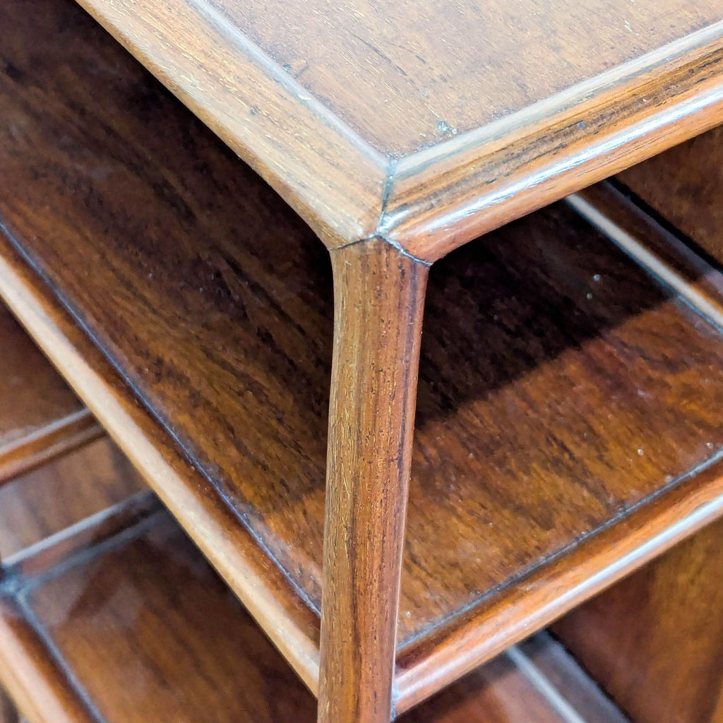 Vintage Wooden Bookshelf with Carved Drawers and Cabinet