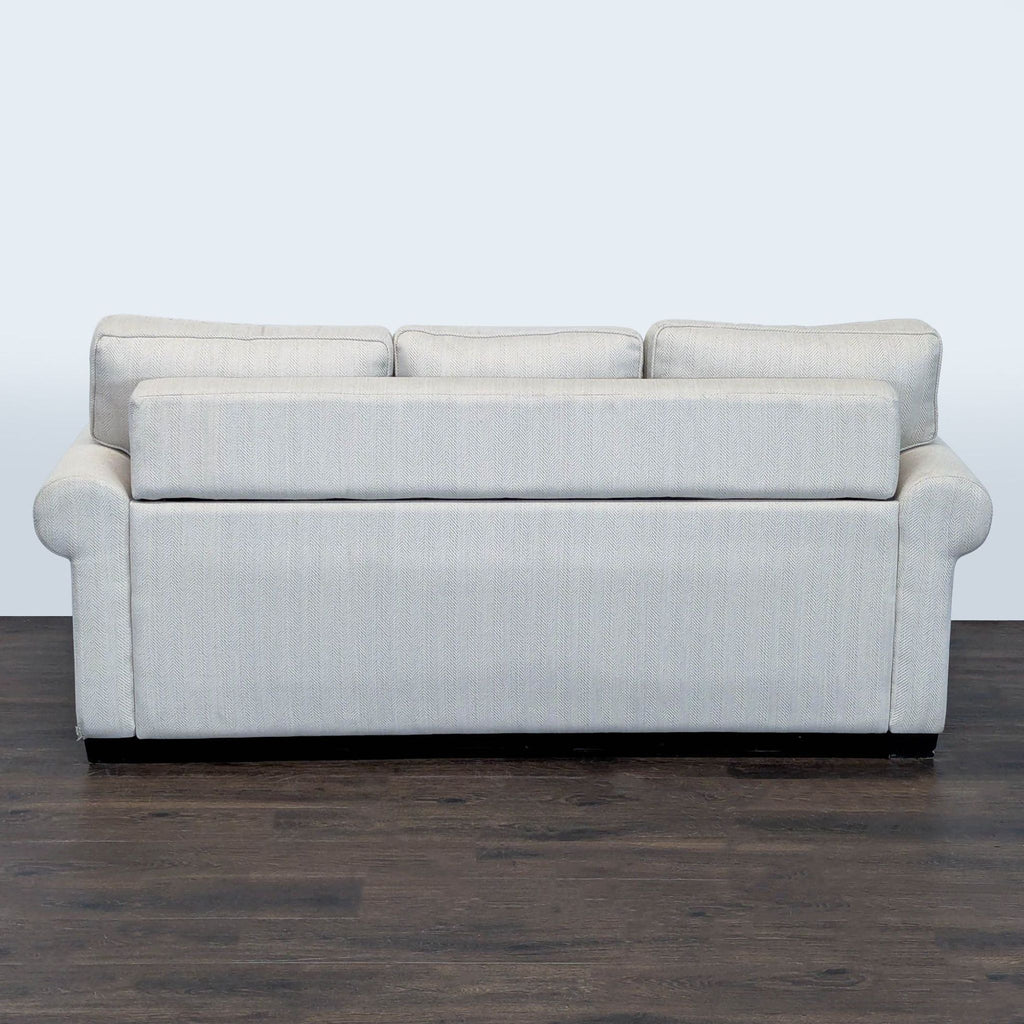 West Elm Modern Sleeper Sofa with Rolled Arms and Three Cushions