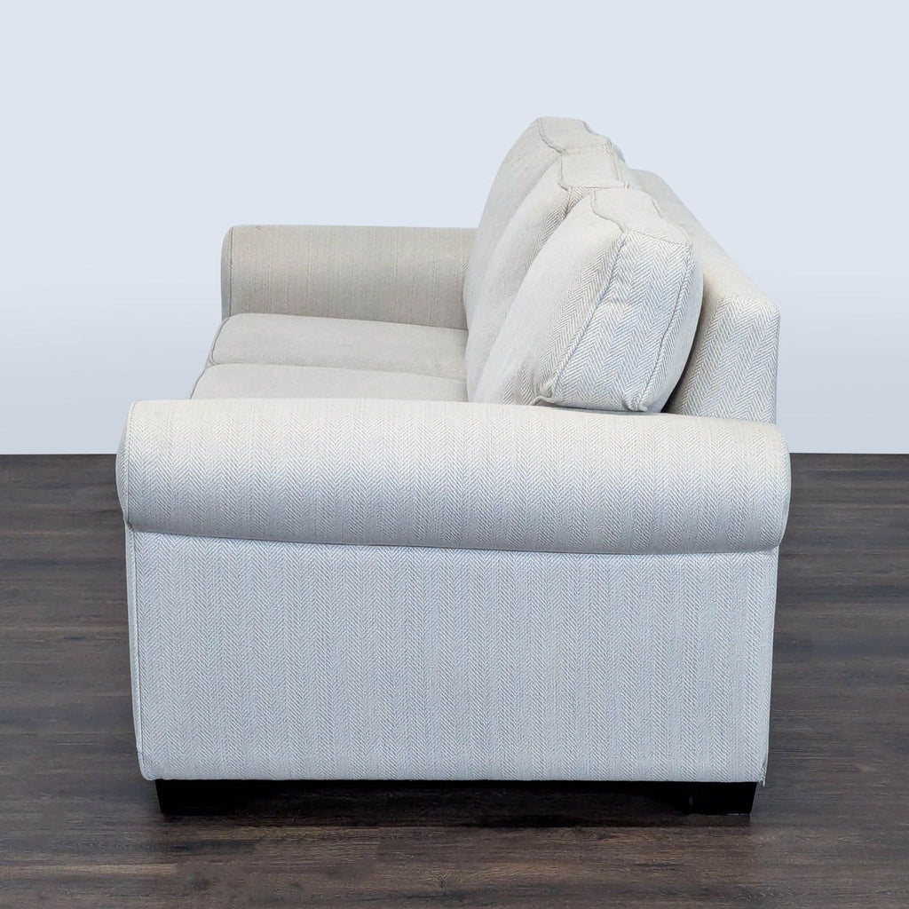 West Elm Modern Sleeper Sofa with Rolled Arms and Three Cushions