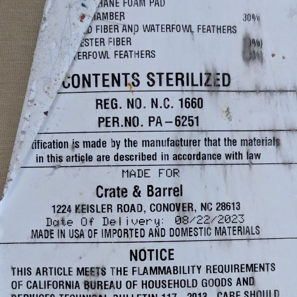 Crate and Barrel 3-Seat Modern Gray Sofa