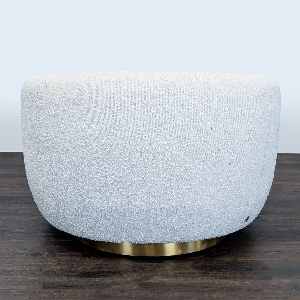 Eichholtz Brice White Bouclé Swivel Chair with Brass Base