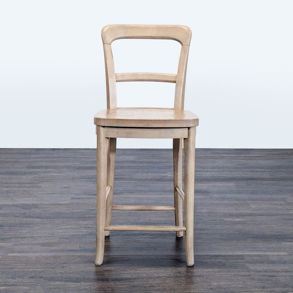 1. Pottery Barn bench in seadrift-finished rubberwood, ideal for seating in modern spaces.  