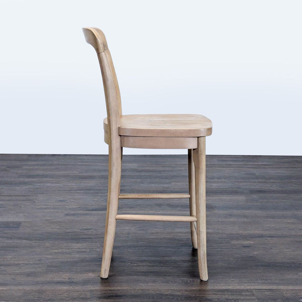 3. Seadrift-finished Pottery Barn ottoman, made of rubberwood, perfect for stylish seating needs.