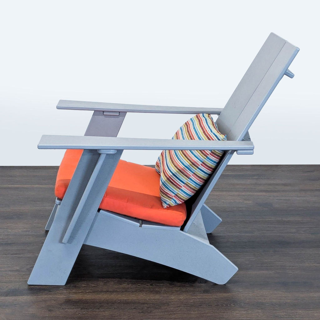 Room & Board Emmett Modern Adirondack Chair with Cushion and Striped Pillow