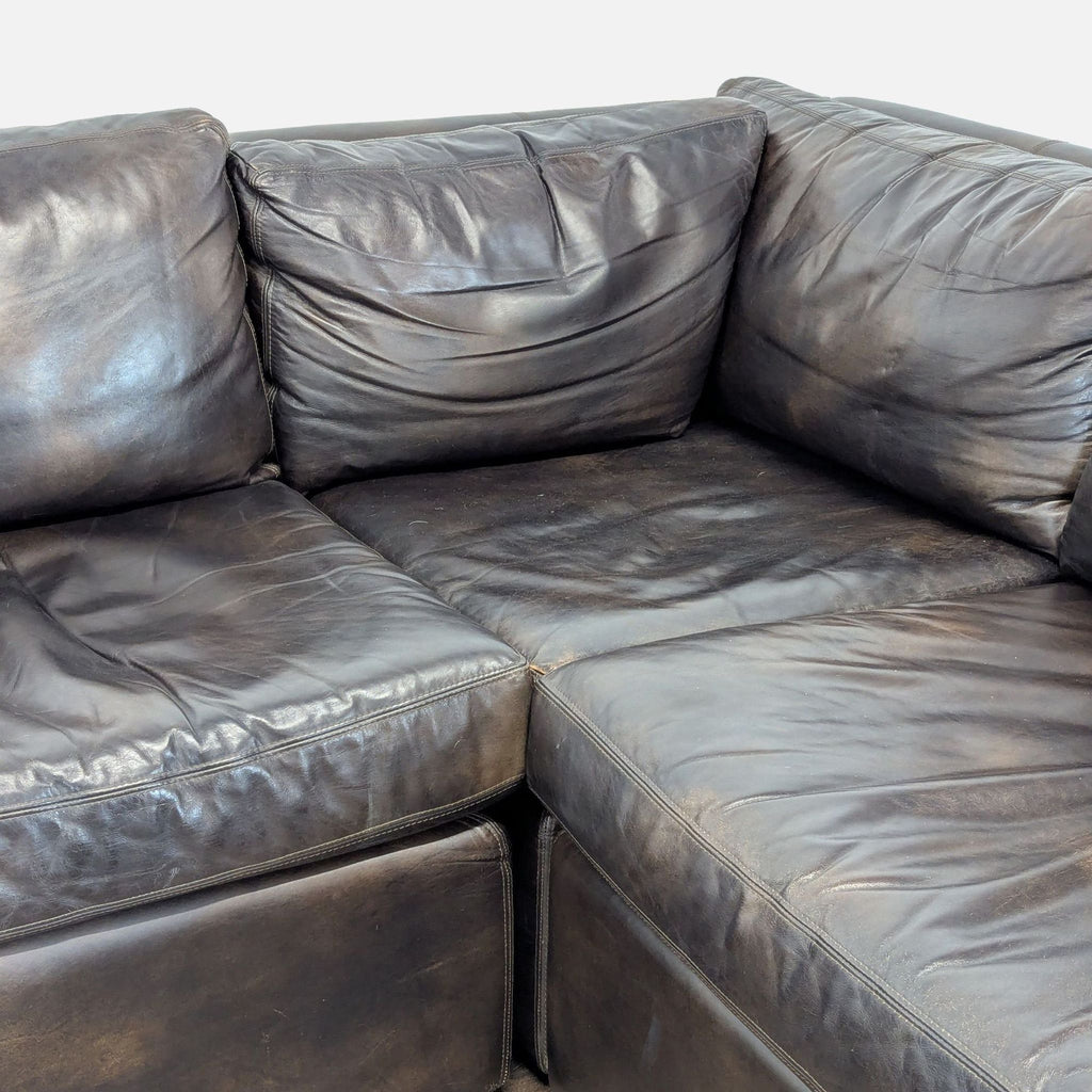 Restoration Hardware Maxwell Leather Sectional Sofa in Dark Brown