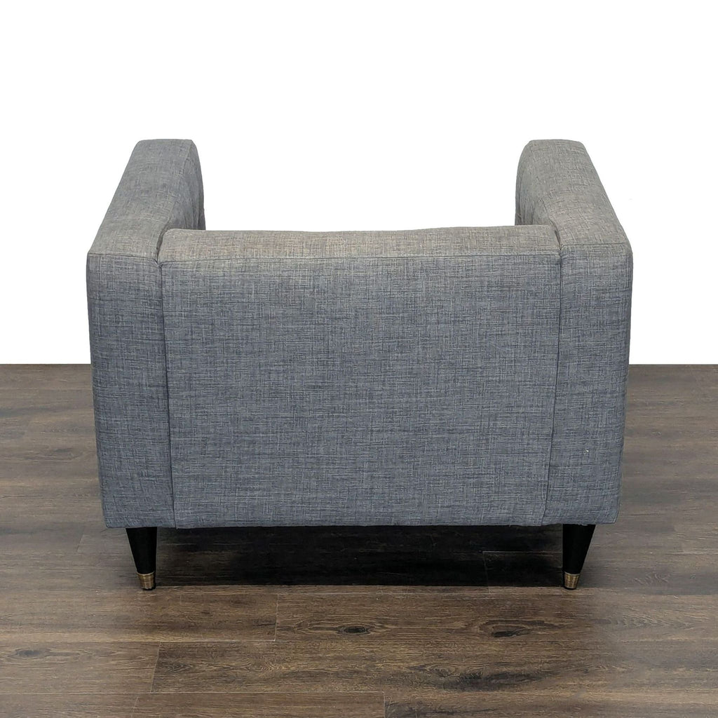 Modern Gray Tufted Lounge Chair with Deep Cushion and Wood Legs