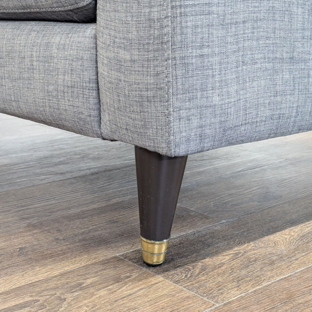 Modern Gray Tufted Lounge Chair with Deep Cushion and Wood Legs