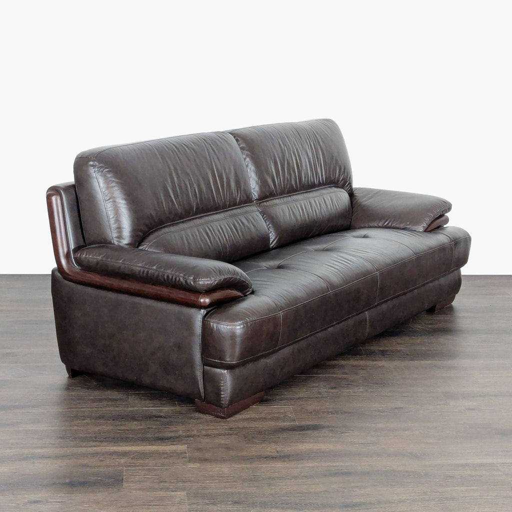 Zuoyou 3-Seat Dark Brown Leather Sofa