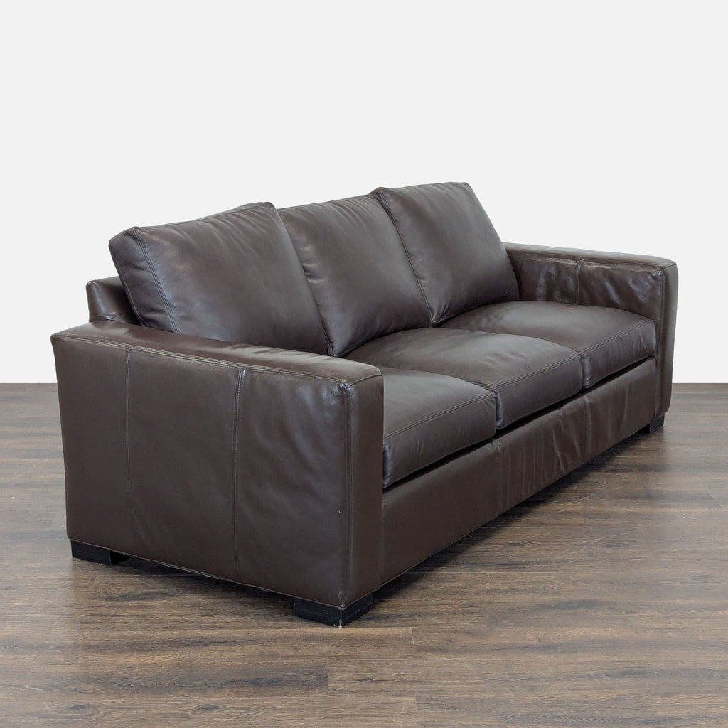Room & Board Brown Leather Sleeper Sofa with Pull-Out Bed