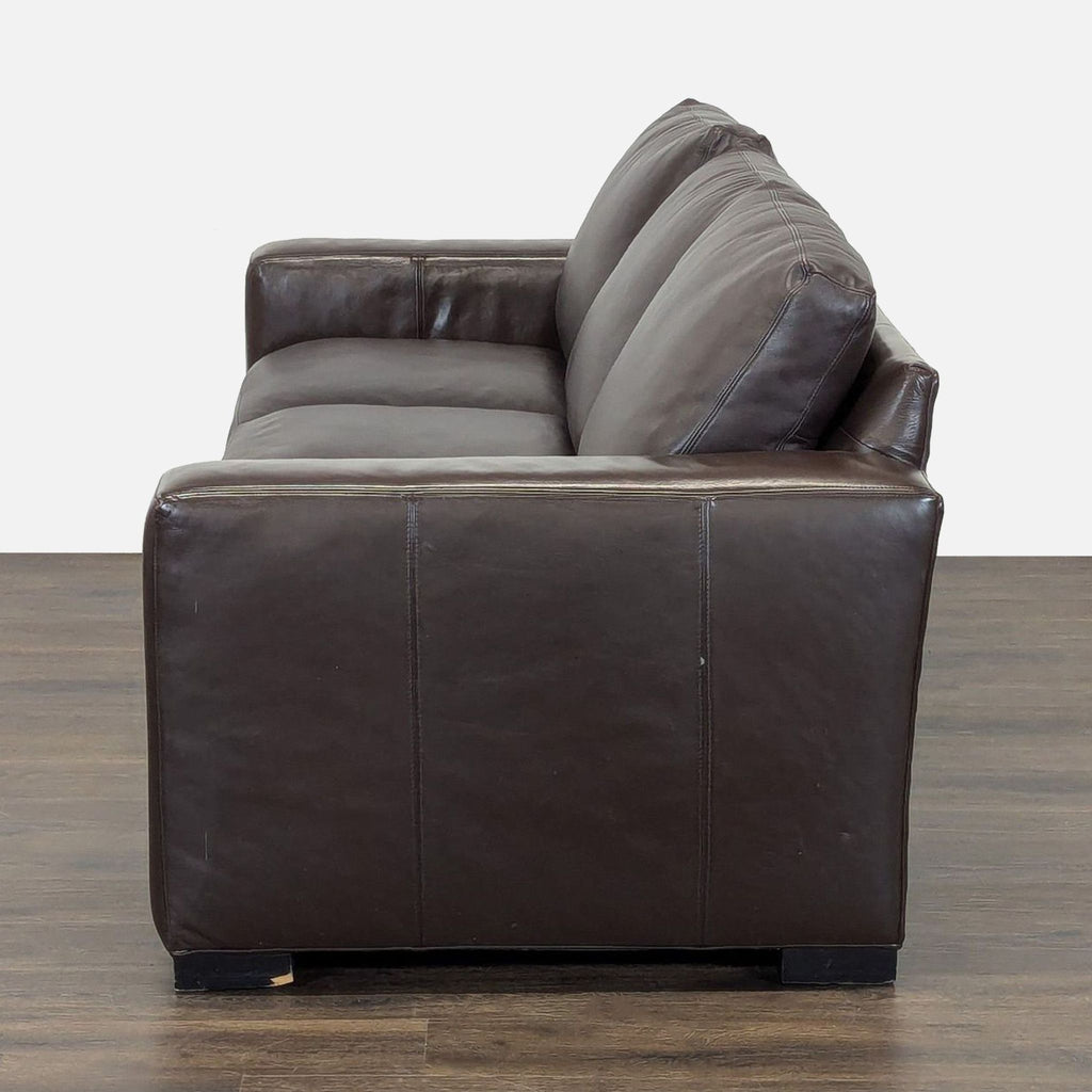 Room & Board Brown Leather Sleeper Sofa with Pull-Out Bed