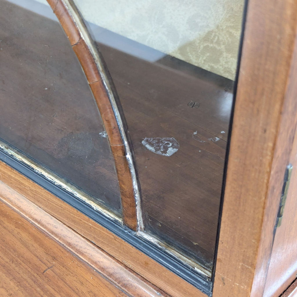 Classic Wooden Secretary Desk with Glass Display Hutch and Drawers