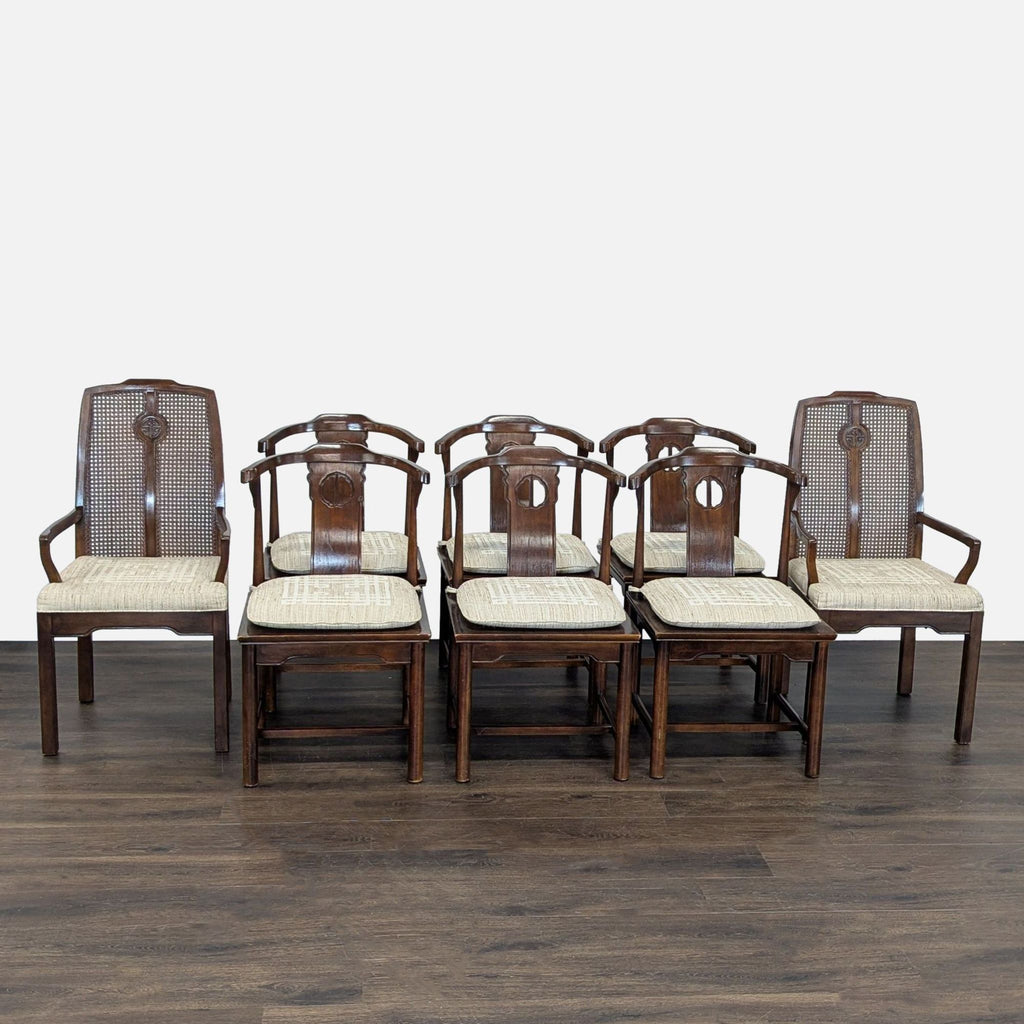 Drexel Chinoiserie Style Oval Dining Table with 8 Chairs