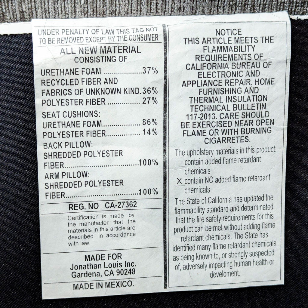 Jonathan Louis Modern Gray Loveseat with Loose Back Cushions