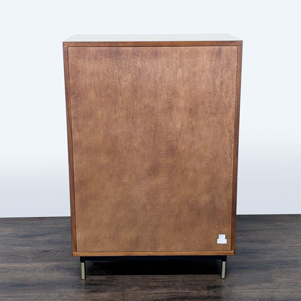 CB2 Oberlin Modern 4-Drawer Wood Dresser with Black Fronts and Brass Accents