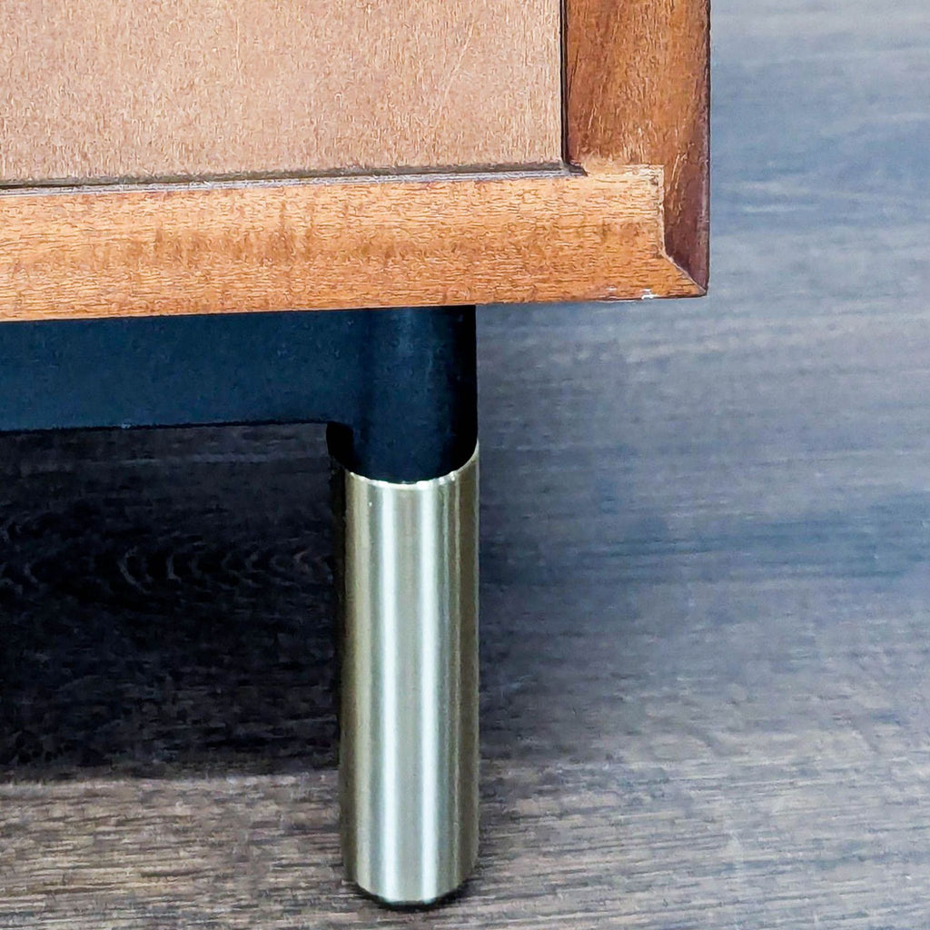 CB2 Oberlin Modern 4-Drawer Wood Dresser with Black Fronts and Brass Accents