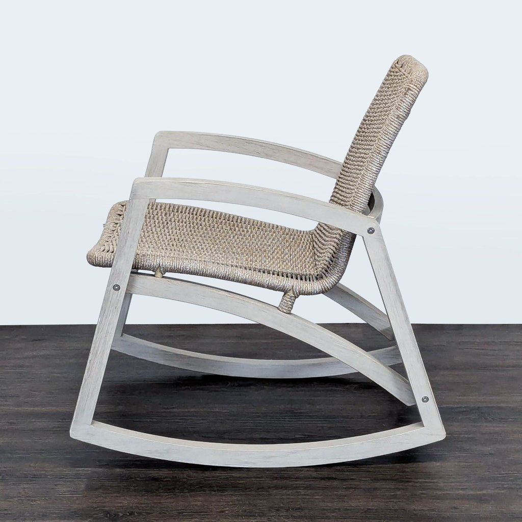 Article Lynea Modern Woven Rope Lounge Rocking Chair - Light Wood Frame