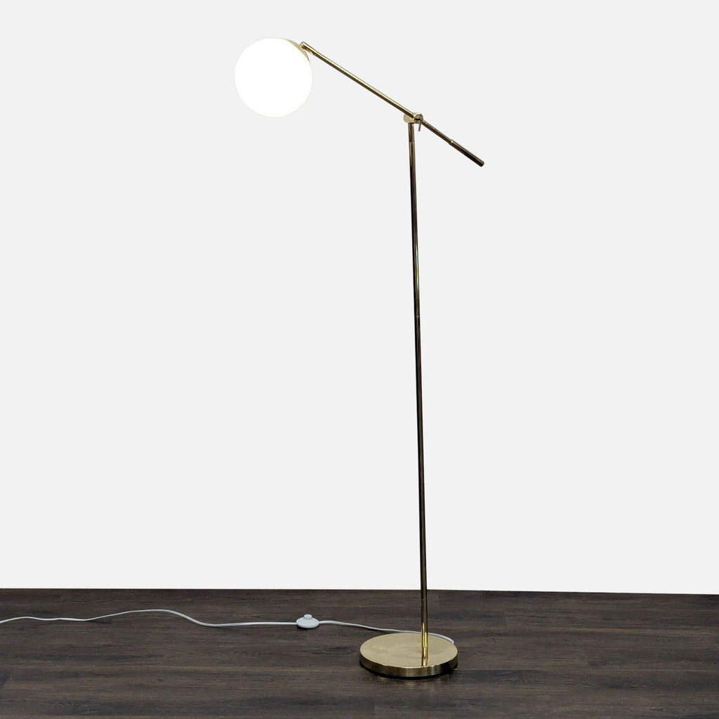 Modern Adjustable Brass Floor Lamp with Globe Shade