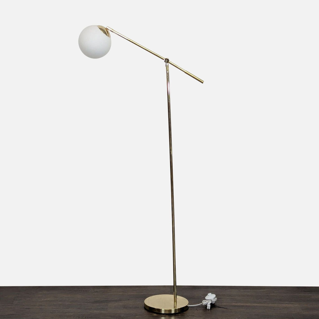 Modern Adjustable Brass Floor Lamp with Globe Shade