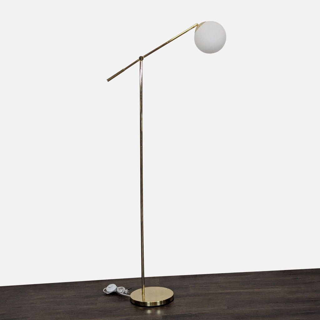 Modern Adjustable Brass Floor Lamp with Globe Shade