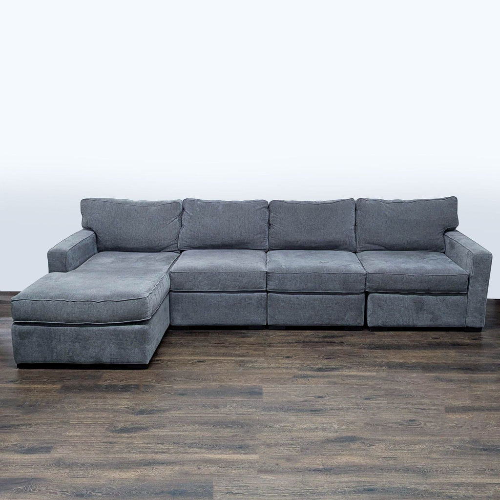 Jonathan Louis Gray Fabric Sectional Sofa with Chaise - Comfortable & Spacious