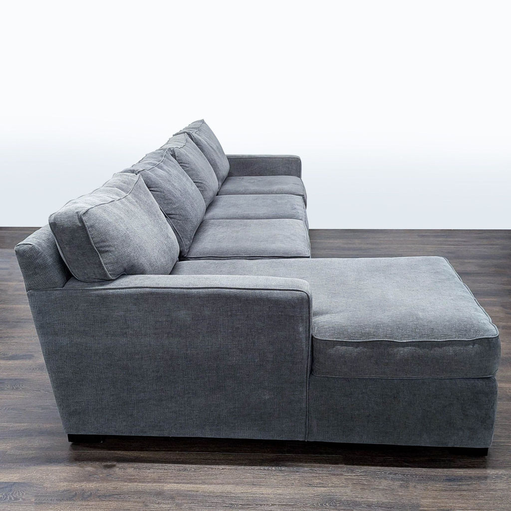 Jonathan Louis Gray Fabric Sectional Sofa with Chaise - Comfortable & Spacious