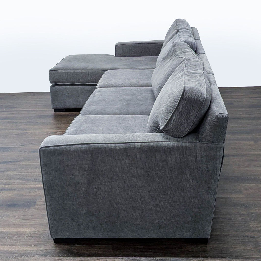 Jonathan Louis Gray Fabric Sectional Sofa with Chaise - Comfortable & Spacious