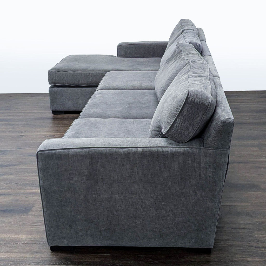 Jonathan Louis Gray Fabric Sectional Sofa with Chaise - Comfortable & Spacious